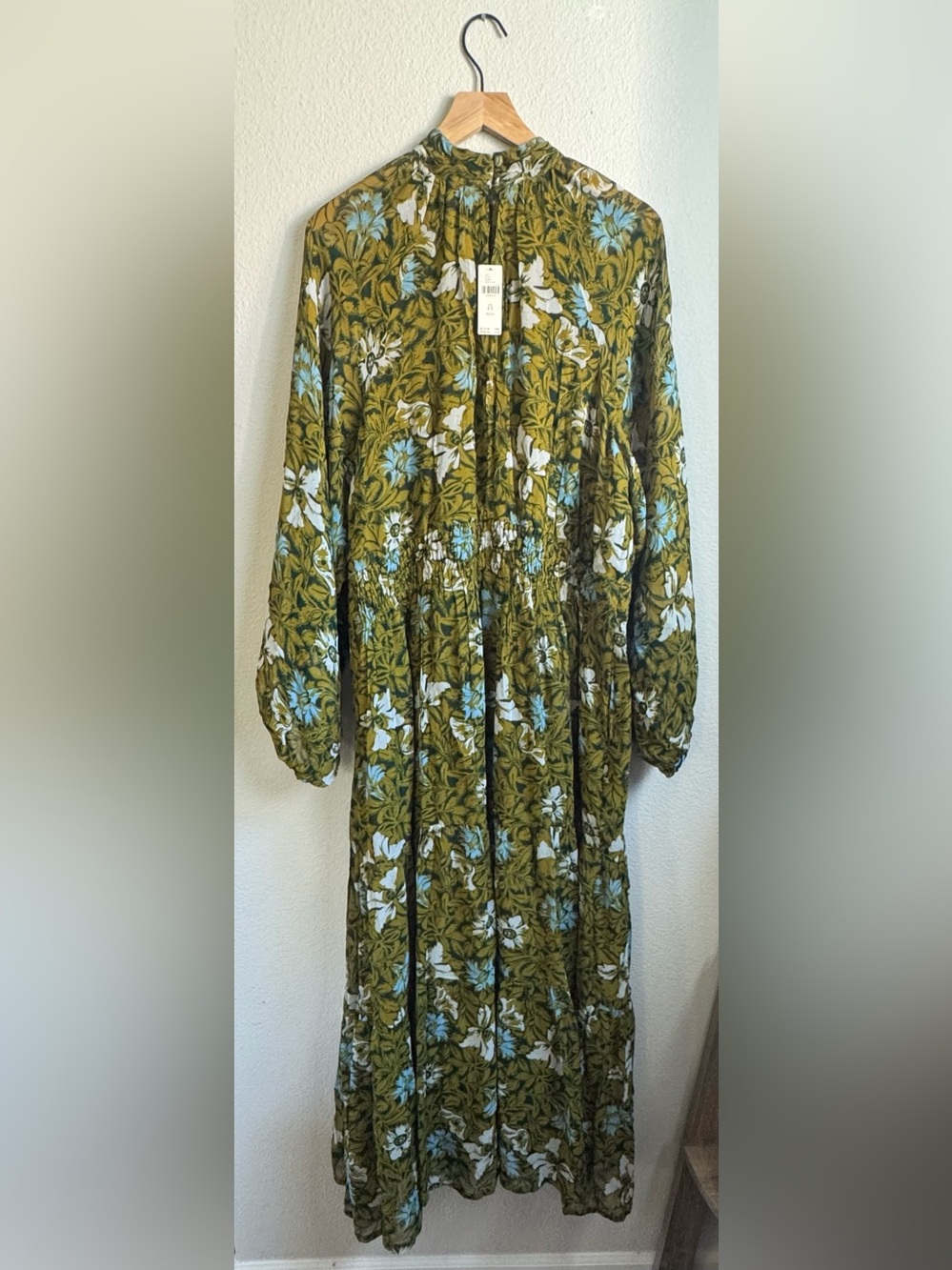 NWT Anthropologie Somerset Long Sleeve Mock Neck Chiffon Maxi Dress Green 2X - Picture 3 of 15